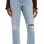 AGOLDE Riley High Rise Straight Leg Blue Jeans Photo 0