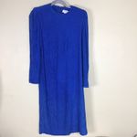 Leslie Fay Vtg royal blue dress with shoulder pads & textured, ruched fabric 8P Photo 1
