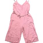 Indulge In Style Sleeveless Cropped Jumpsuit Women's Medium Sash, Pockets Rayon Red Photo 0