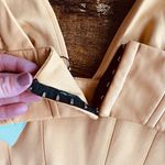 ZARA Tan Faux Leather V Neck Cropped Corset Top Photo 7