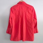 Ali Miles Crinkled Button Front Blouse Bright Coral Pink Collared Women’s Small Photo 7