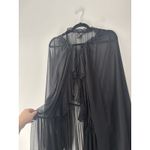 Victoria's Secret  Black Chiffon Kimono Long Robe Duster Ruffle‎ Tie Size M/L Photo 8
