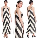 Christopher John Rogers Black White Chevron Slip Maxi Dress Flowy Womens Size 6 Photo 1