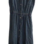 Gap Women's Sleeveless Denim Maxi Shirt Dress Button Front Elastic Waist Blue S Photo 0