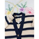 Madewell  Striped Navy Cream V Neck S Button Front Knit Cardigan Sweater Women Photo 5