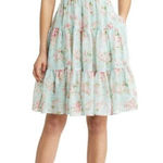 Eliza J  Fit & Flare Knee Length Dress Women's 10 Green Mint Floral Print Halter Photo 0