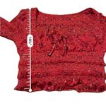 Free People Lolita Smocked Red Floral Long Sleeve Cropped Top Sz XS Photo 8
