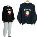 BLOCKAIT Black SHIBA DOG Graphic Sweatshirt Medium Photo 4