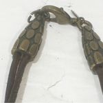 Vintage Necklace Resin Beads Leather Cord Geometric Beige Brown Photo 3