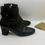 Grigiarancio Italian Black Ankle Boots with Chunky Heel and Decorative Buckle Size 8.5 Photo 8