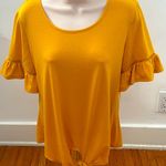 NWT PerSeption Concept mustard yellow bell sleeves front tie blouse, size S boho Orange Photo 0