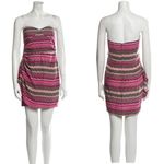 Parker NEW  Sweetheart 100%‎ Silk Mini Strapless Dress, Pink print, M Photo 1