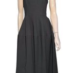 Jill Stuart Jill 8 Black Crepe Sweatheart Neckline Midi Full Skirt Midi Dress Photo 2