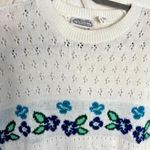 Villager Vintage Floral Knit Short Sleeve Sweater Medium Cottagecore Feminine Photo 4