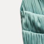 ZARA  maxi dress boho pleated  Teal Evening Gown wedding party cocktail Photo 14