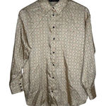 ZARA  Basics polyester geometric gold button up blouse‎ Sz M Photo 0