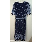 Chico's  Blue White Batik Print Maxi Dress V-Neck Kimono Sleeves Size 16 (3) Photo 6