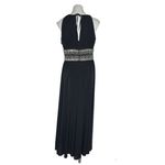 JS BOUTIQUE Maxi Black Dress Gown Beaded Waist High Neck Keyhole Size 10 Photo 1