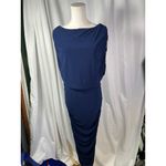 Midnight Velvet Womens Navy Blue Embellished Ruched Evening Gown Dress Size 6 Photo 7