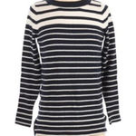 Loft Striped Sweater in Navy Size XS Blue and White Crew Neck Photo 0