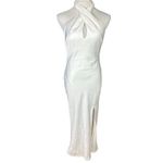 Lulus NWT Beyond Classy White Satin Halter Midi Dress M Backless Party Cocktail Photo 4