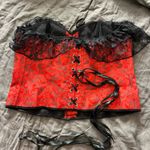red black Jacquard baroque Lace Trim Off Shoulder Corset Top Bustier corset 3XL Size 3X Photo 5