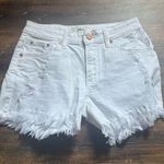 Just Black White Jean Shorts Distressed Hem Photo 0