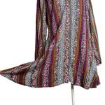 Natural Life  M Ansley Boho Tunic Silky Shirt Dress Stripe Button Front Photo 2