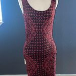 Rock & Republic Bodycon Mini Dress Red & Black Print Gold Metallic Size medium Photo 4