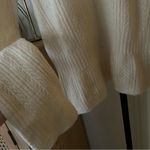 J.Crew Vintage Wool Pointelle Henley Buttons Knit Sweater Cream White Size M Photo 3