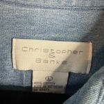 Christopher & Banks Christopher Banks Denim Shirt Size L Embroidered‎ Button Up Boxy Crop Cottage Photo 1