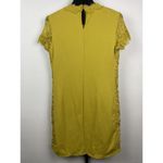 ZARA  Women Mustard Yellow Green Rope Floral Lace Short Sleeve Shift Dress Size S Photo 4