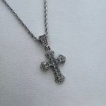 CZ Cross Pendant Necklace for Men Women,Streetwear Punk Hip Hop Unisex Style Silver Photo 1