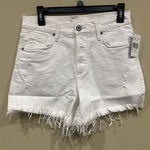 Edyson Delon High Rise Shorts Cut Off Denim Frayed Distressed 27 Button Fly Whit White Photo 0