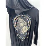Lauren Moshi Beverly Hills Black Horse Boho Button Front Hoodie Shirt Small Photo 2