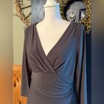 Ralph Lauren Lauren Womens Gray Faux Wrap Sheath Midi Dress Size 10 Photo 1