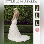 Casablanca Womens 12 Champagne Ivory Tulle Mermaid Ruffle Skirt Wedding Dress White Photo 15