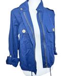 Blu Pepper  Navy Blue Linen Blend Jacket Size M Photo 2