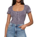Project Social T Women's Most Wanted Burnout Henley Tee Sz S Purple Ribbed NWOT Photo 0