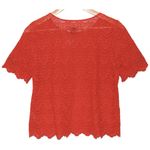 J.Crew Womens Orange Red Scalloped Lace Short Sleeve Shirt Blouse Top Size Small Photo 1