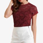 Allegra K  Dark Red Lace Short Sleeve Top Size Small Photo 4
