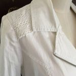 Chico's  Moto Jacket M Knit Lace Shoulders Zippers White Photo 4
