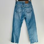 ZARA  High Waisted Light Washed Straight Legs 5 Pockets Raw Hem Jeans Size 4 Photo 4