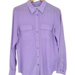 Equipment  Slim Signature Silk Shirt size Medium Lilac Long Sleeve Collared Photo 0
