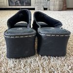 Bass Black Leather Sandals Slide Wedge Heels Womens Size 8 Y2K Chunky Photo 4