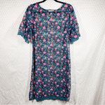 Anthropologie Moulinette Soeurs Green Pink Floral Embroidered Sheer Dress Photo 2