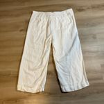 Democracy Women's Linen Blend Capri Pants Drawstring Waist Size 14 Off White Photo 10