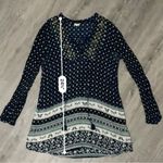 En Crème Blue Patterned Top or Mini Dress Size M Photo 9