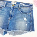 frame denim Le Cutoff Denim Jean Shorts Distressed Oxnard Blue Light Wash Photo 5