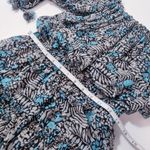 MISA Los Angeles  Printed Off-Shoulder Blue and Black Zonia Dress Photo 5